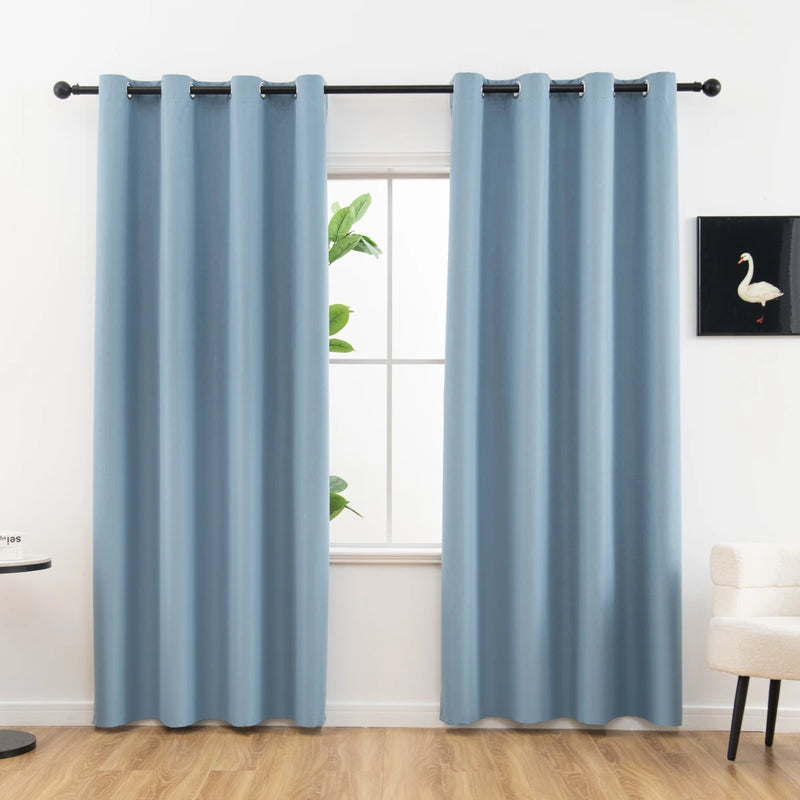 2pcs Modern 100% Blackout Curtain with Coated Lining, Curains for Bedroom, Living Room, Dining Room, Bathroom, Home Decor