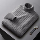 2025 New Men's High Neck Sweater Solid Color Pullover Knitted Warm Casual Turtleneck Sweatwear Woolen Mens Winter Outdoor Tops