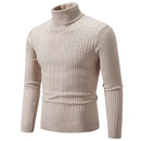 2025 New Men's High Neck Sweater Solid Color Pullover Knitted Warm Casual Turtleneck Sweatwear Woolen Mens Winter Outdoor Tops