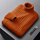 2025 New Men's High Neck Sweater Solid Color Pullover Knitted Warm Casual Turtleneck Sweatwear Woolen Mens Winter Outdoor Tops