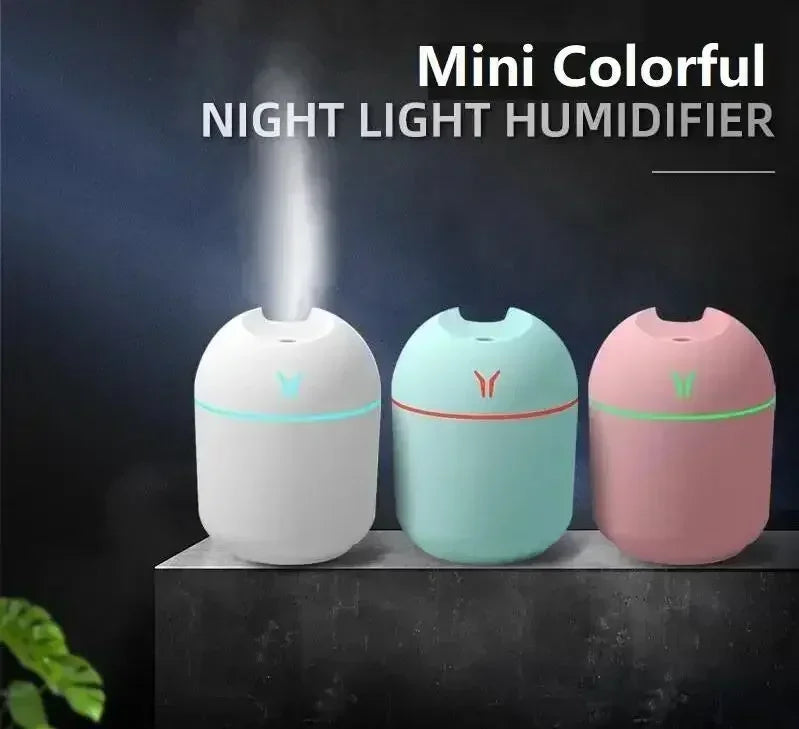 1pc  Compact USB Aroma Diffuser & Humidifier withLED Night Light - Pink & Mint Green, Essential Oil Atomizer for Homeand Car Use
