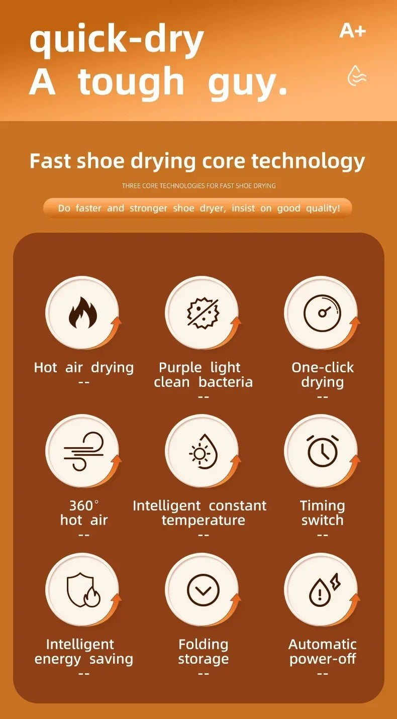 Q1 Intelligent Timer Shoe Dryer Adjustable Dryer Quick Drying Deodorizing Sterilizing Shoe Dryer Household Shoe Warmer Heater
