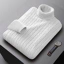 2025 New Men's High Neck Sweater Solid Color Pullover Knitted Warm Casual Turtleneck Sweatwear Woolen Mens Winter Outdoor Tops
