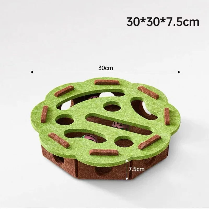 Interactive Cat Toy Maze Game Teasing Kitten Pet Puzzle with Bell Balls Funny Dig Hole Box Felt Tunnel Self-Entertaining Tool