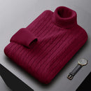 2025 New Men's High Neck Sweater Solid Color Pullover Knitted Warm Casual Turtleneck Sweatwear Woolen Mens Winter Outdoor Tops