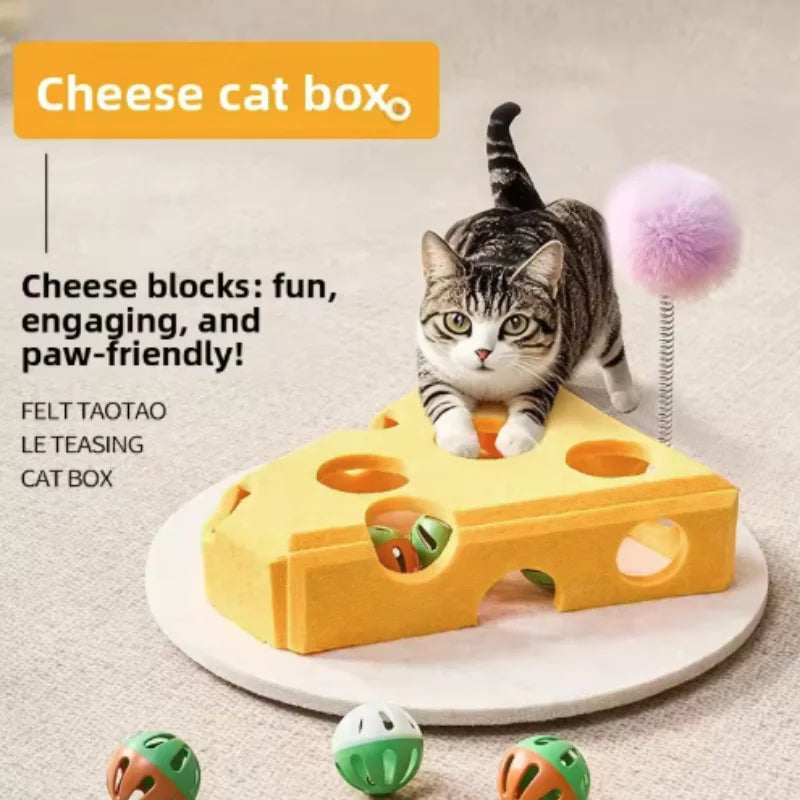 Interactive Cat Toy Maze Game Teasing Kitten Pet Puzzle with Bell Balls Funny Dig Hole Box Felt Tunnel Self-Entertaining Tool