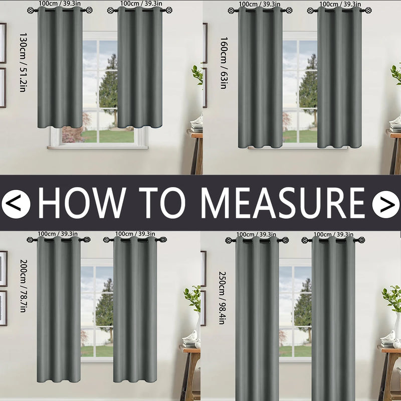 2pcs Modern 100% Blackout Curtain with Coated Lining, Curains for Bedroom, Living Room, Dining Room, Bathroom, Home Decor