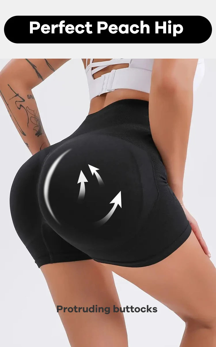 CZGUKE Women High Waist Workout Shorts Butt Lifting Tummy Control Ruched Booty Smile Yoga Short Pant