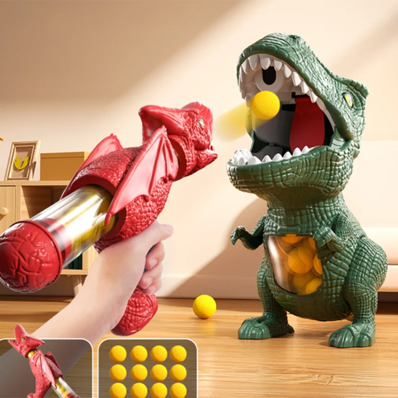 Children's Dinosaur Shooting Tyrannosaurus Rex Ball Soft Bullet Gun Parent Child Interactive Puzzle Kindergarten Toys