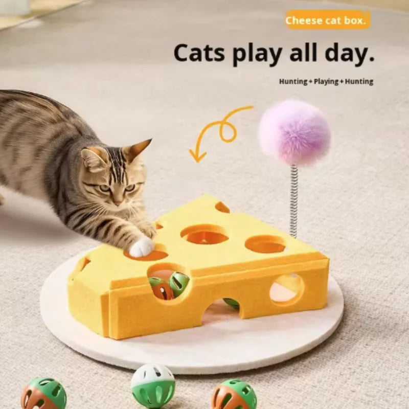 Interactive Cat Toy Maze Game Teasing Kitten Pet Puzzle with Bell Balls Funny Dig Hole Box Felt Tunnel Self-Entertaining Tool