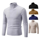 2025 New Men's High Neck Sweater Solid Color Pullover Knitted Warm Casual Turtleneck Sweatwear Woolen Mens Winter Outdoor Tops